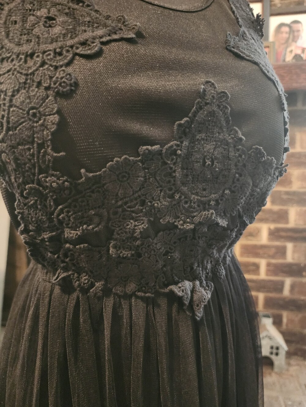 Black Lace Sheer Maxi Dress - Picture 2 of 7